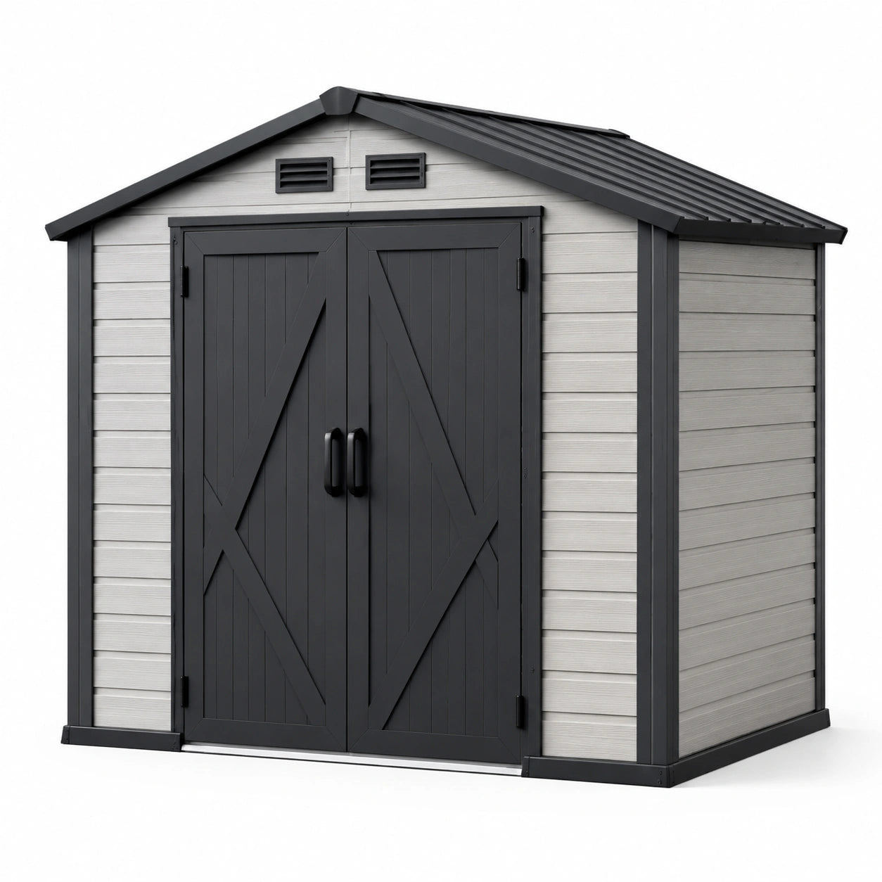 Abri de jardin en plastique gris et noir