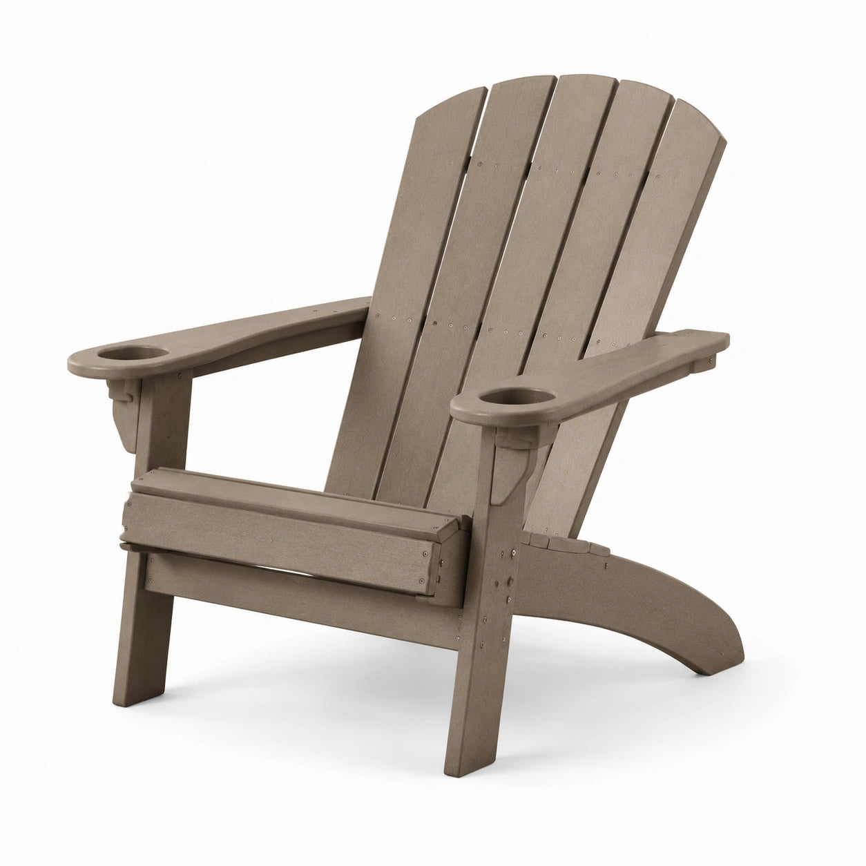 Chaise Adirondack en plastique recyclé brun avec porte-gobelets