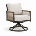 Fauteuil pivotant extérieur en aluminium et corde polyester beige