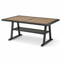 Table de jardin en métal et bois composite 180x90 cm marron et noir