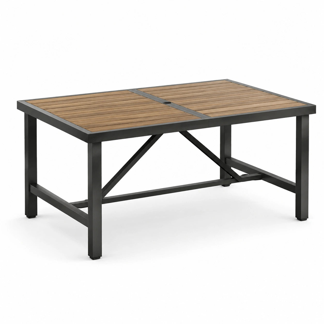 Table de jardin en bois et métal 150x90x75 cm