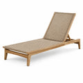 Chaise longue en teck et rotin synthétique réglable 200x65x35 cm beige