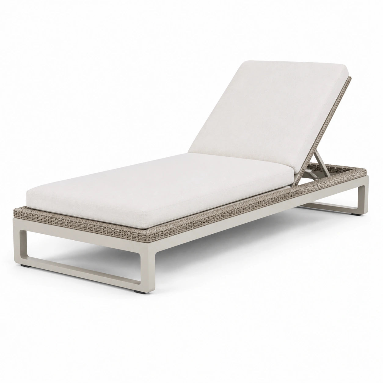 Chaise Longue Réglable en Aluminium et Rotin Synthétique Blanc 200x75x35 cm