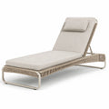 Chaise longue en aluminium et résine tressée avec coussin beige