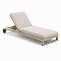 Chaise longue en bois avec coussins beige réglables