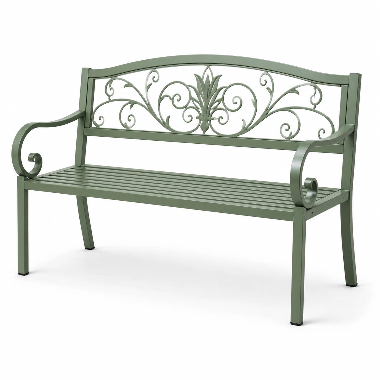 Banc de jardin en métal vert 128 cm