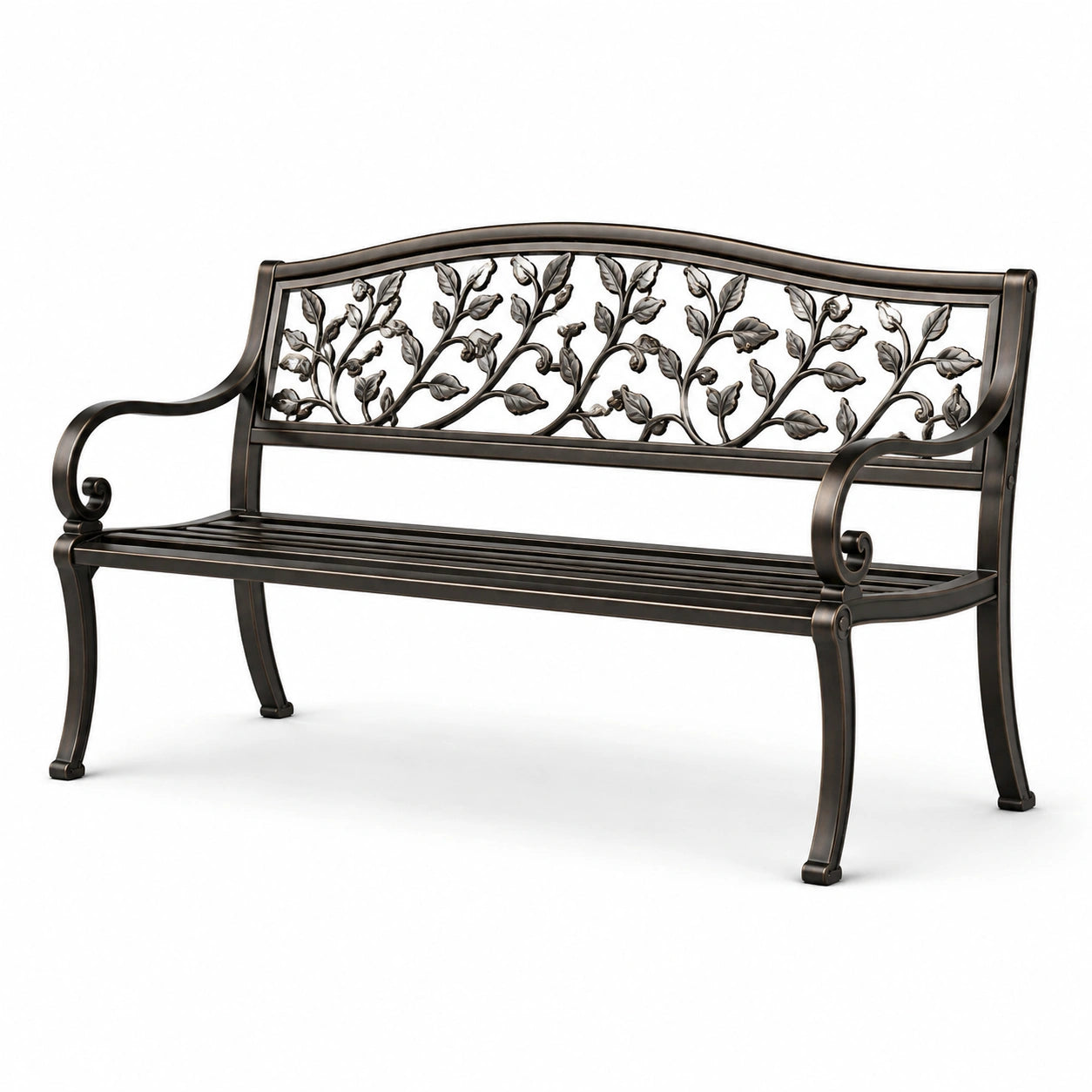 Banc de jardin en acier forgé bronze 125 cm