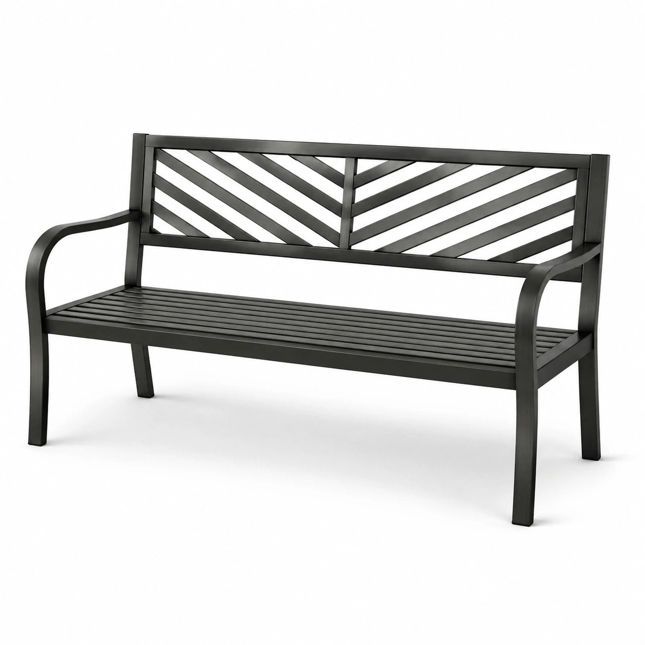 Banc de jardin en métal noir à motifs 128 cm
