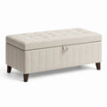 Banc de rangement en tissu et bois 120x45x40 cm beige
