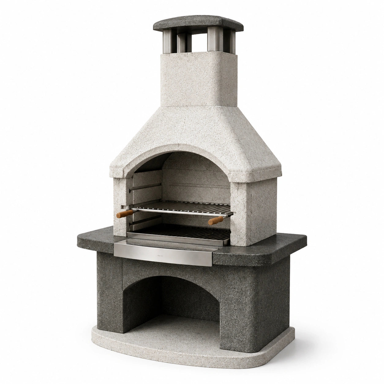 Barbecue en pierre avec grille en acier inoxydable 120x65x210 cm gris marbre