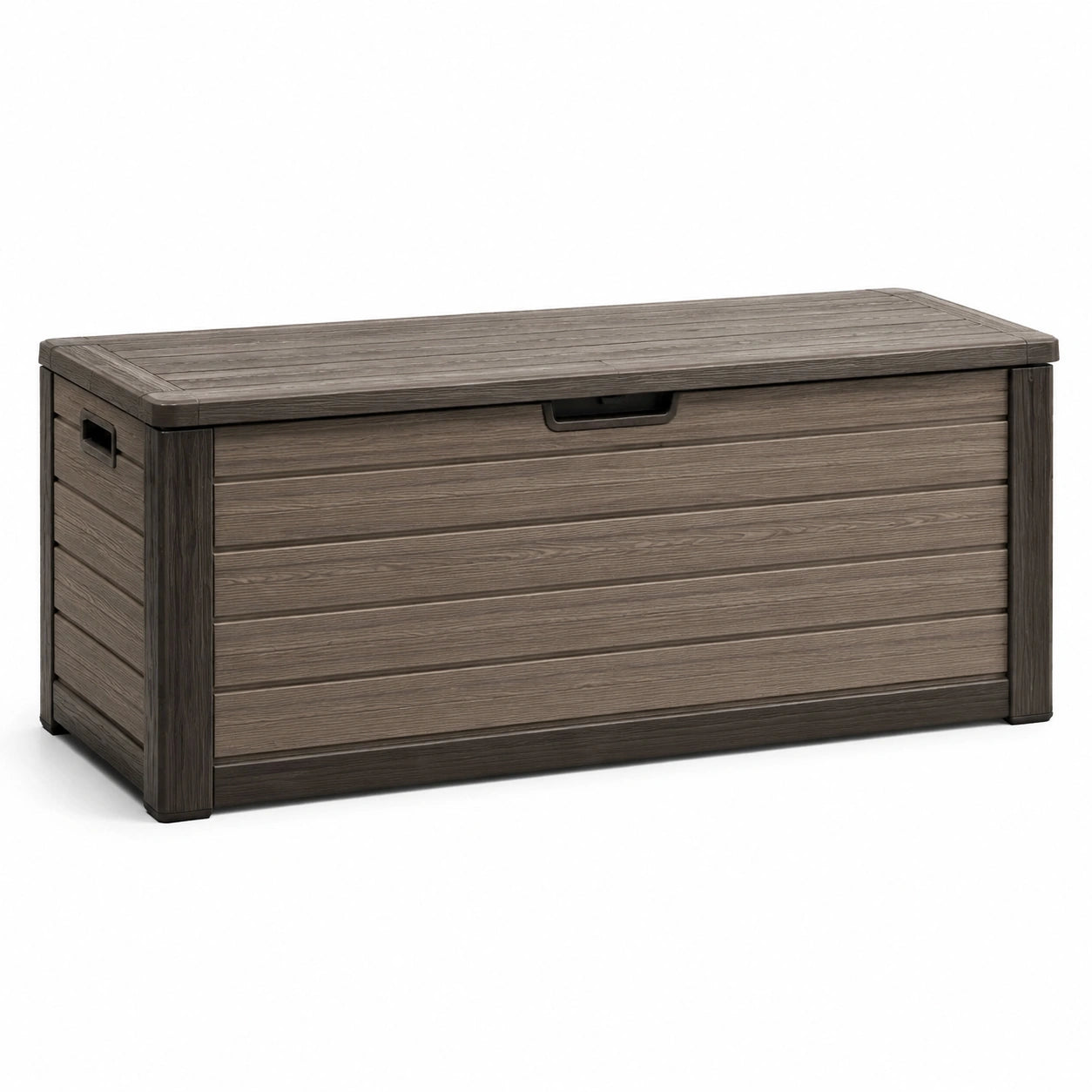 Coffre de rangement extérieur en plastique brun