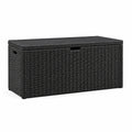 Coffre de rangement en résine tressée noir 120 cm