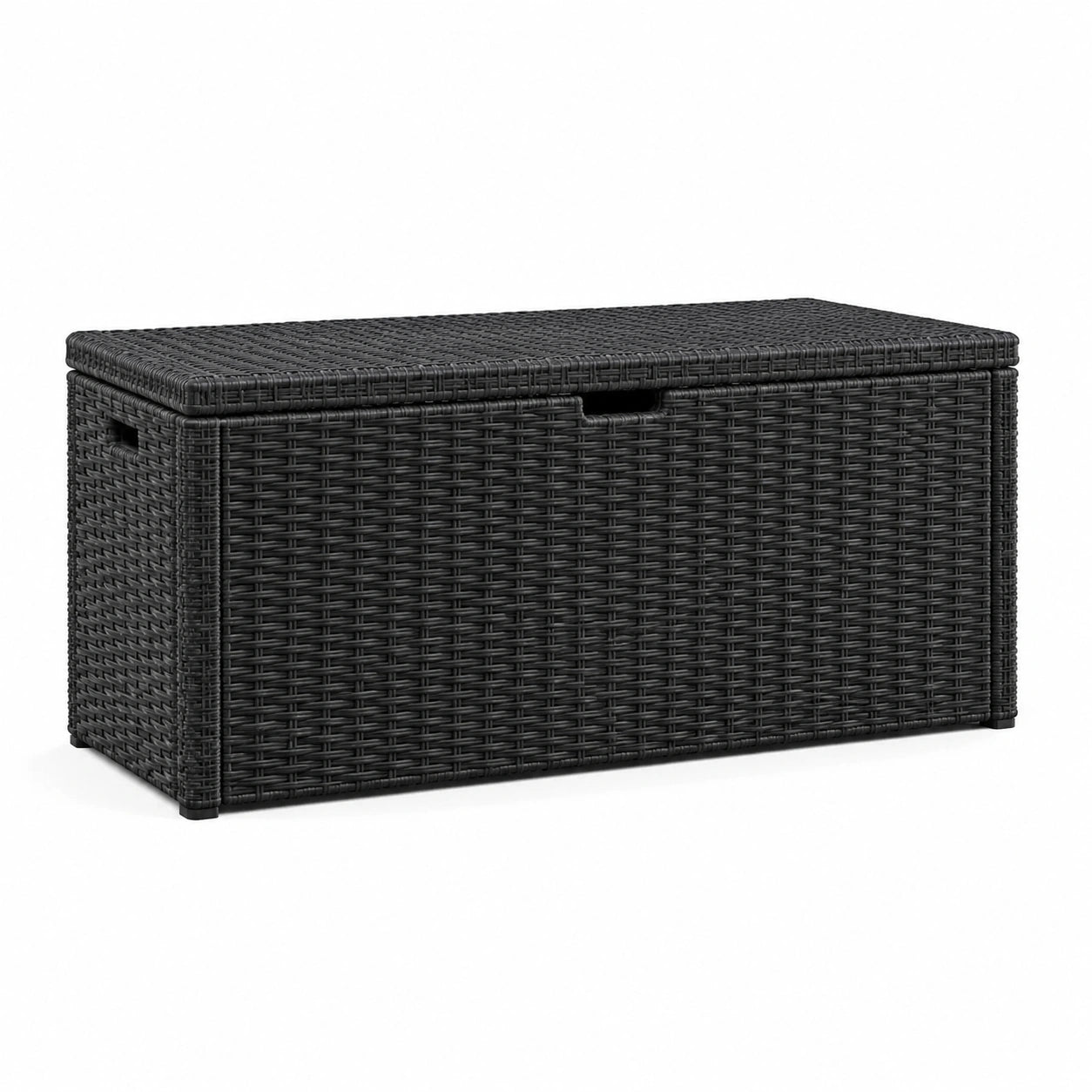 Coffre de rangement en résine tressée noir 120 cm