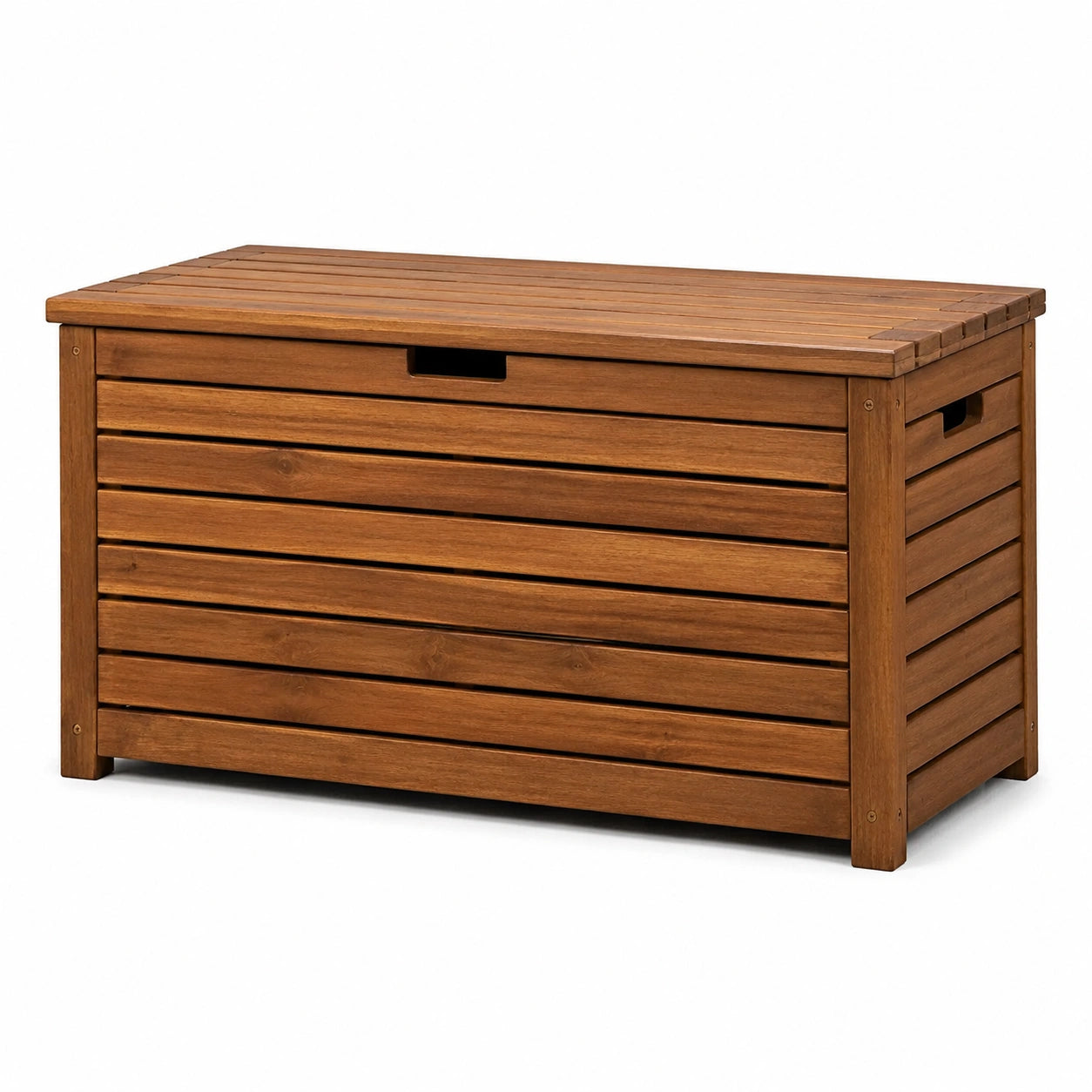 Coffre de rangement en bois d'acacia marron