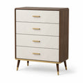 Commode en bois avec tiroirs en MDF blanc et noyer