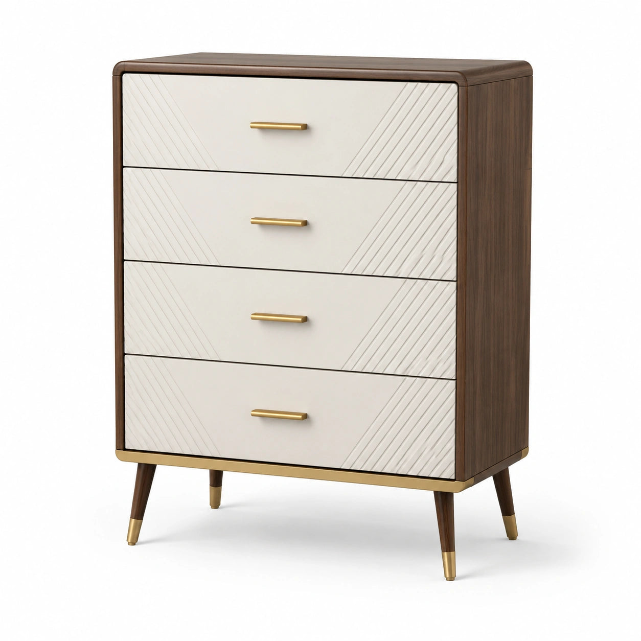 Commode en bois avec tiroirs en MDF blanc et noyer