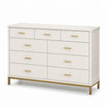 Commode en bois avec 10 tiroirs blanc et doré