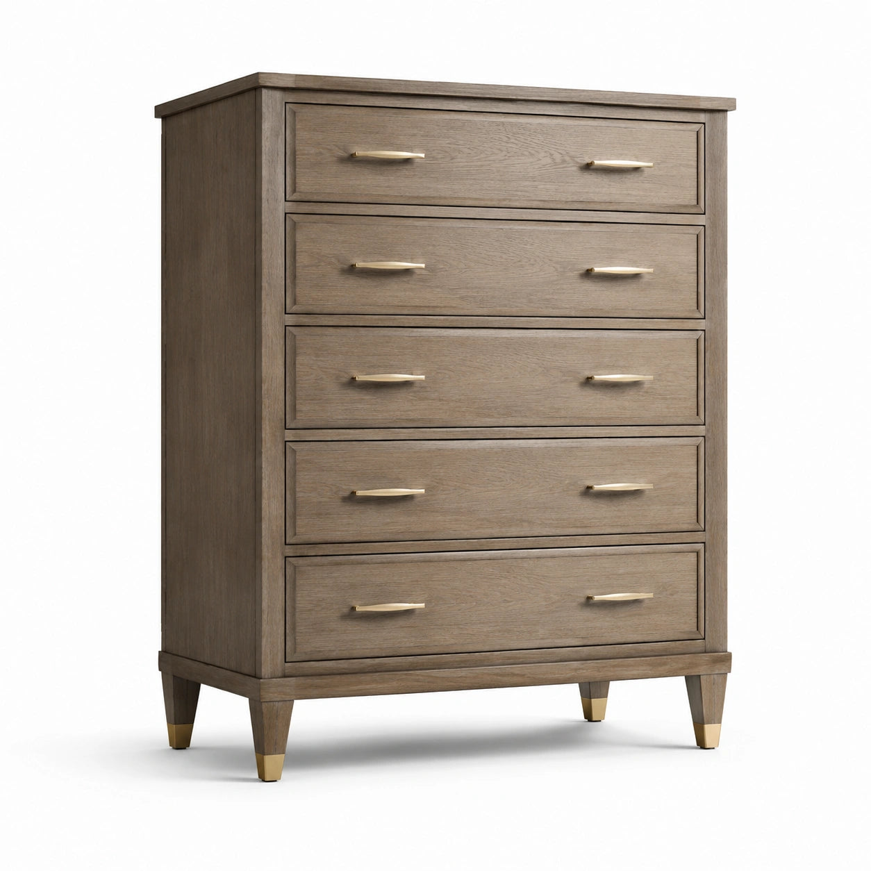 Commode en chêne avec poignées en alliage de zinc marron